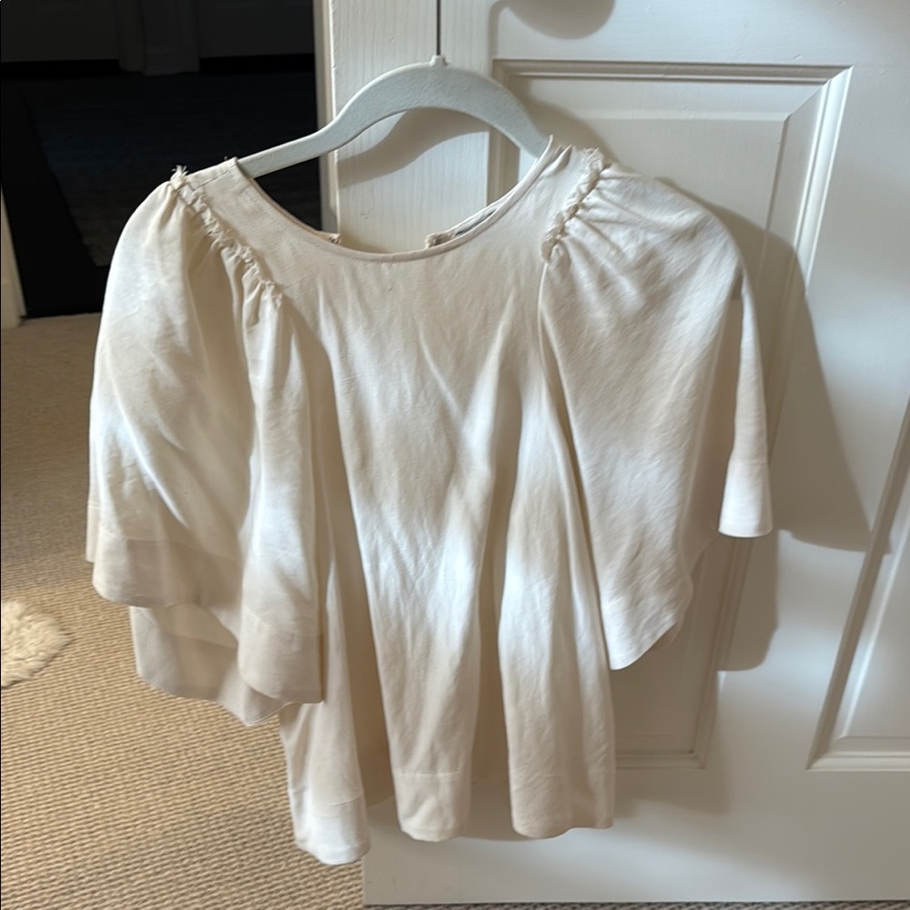 Rachel Comey White Ruffled Short Sleeve Blouse